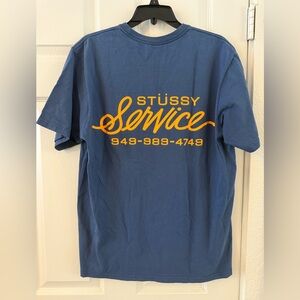Stüssy Blue T-Shirt with Yellow Print